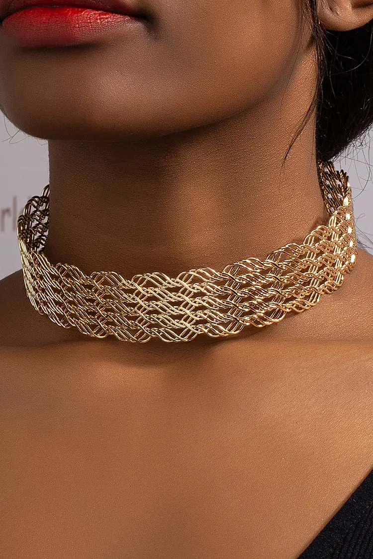 Punk Hollow Reticulated Layer Metal Necklaces