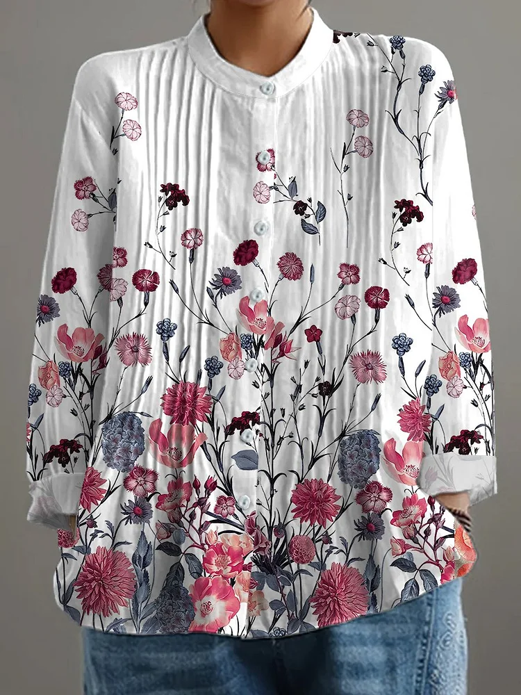 Women's Retro Floral Art Print Casual Shirt 