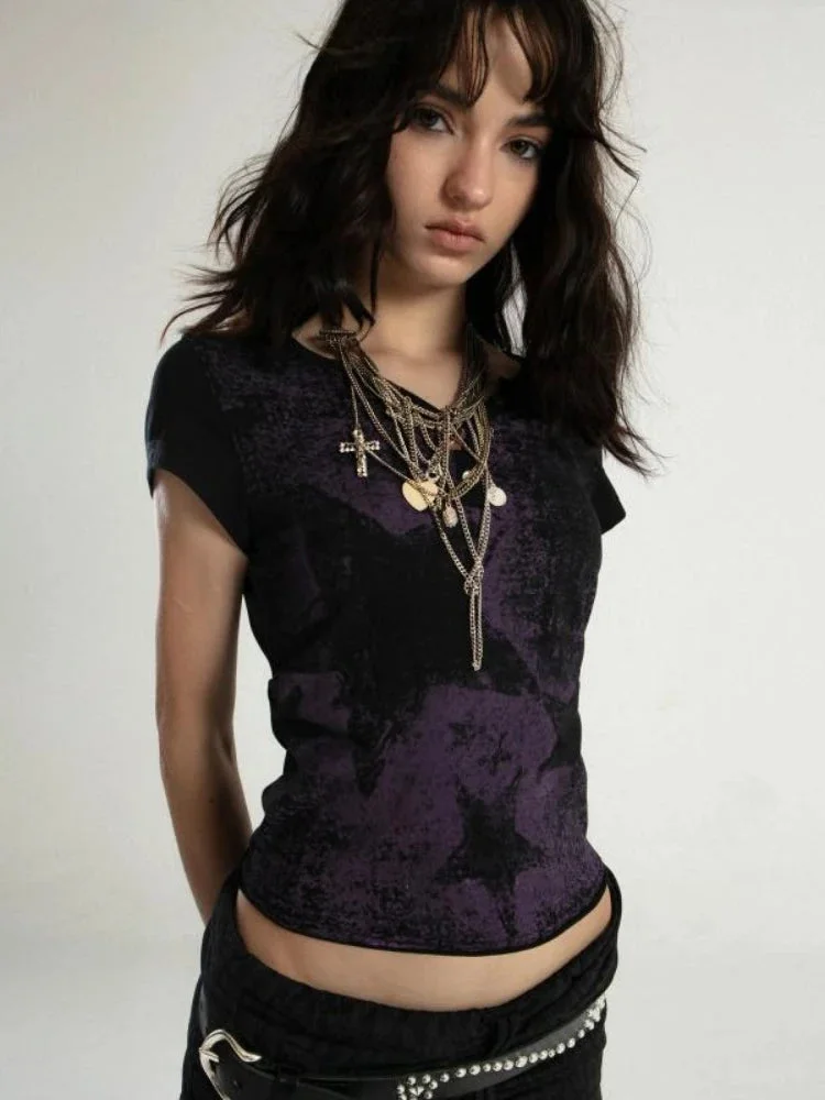 Brownm Star Printed Top