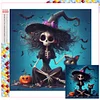 Diamond Painting -DIY Full Square Drill Halloween Skeleton Witch(35x35cm)