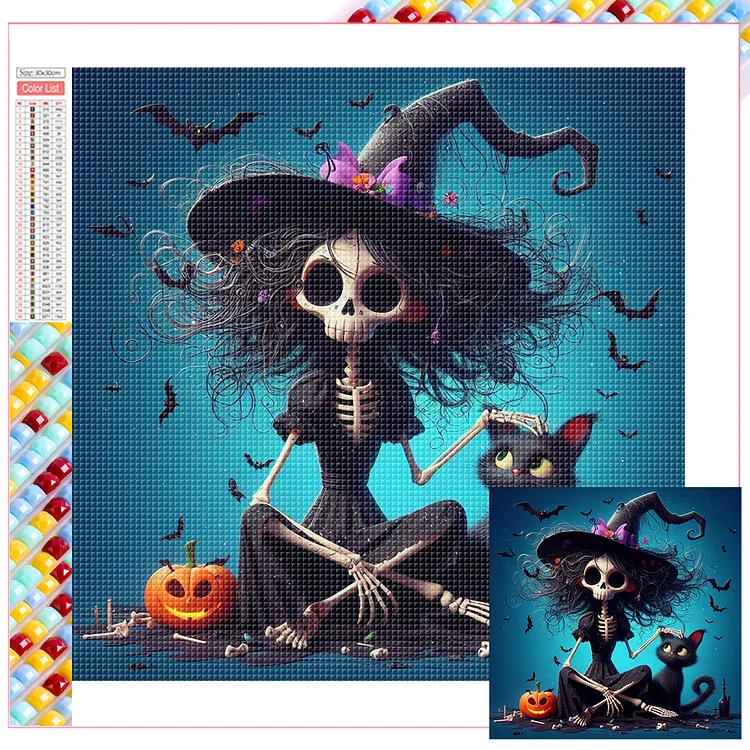 Halloween Skeleton Witch 30*30CM (Canvas) Full Square Drill Diamond Painting gbfke