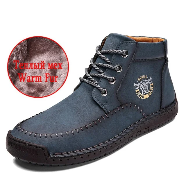 New Winter Men's Boots Plush Warm Men's Snow Boots Outdoor Lace Up Men's Ankle Boots Designer Men Boots Waterproof Hiking Boots