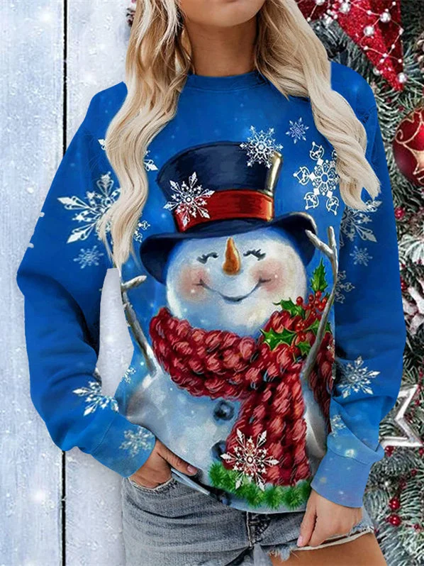 Women's Long Sleeve Scoop Neck Graphic Printed Tops