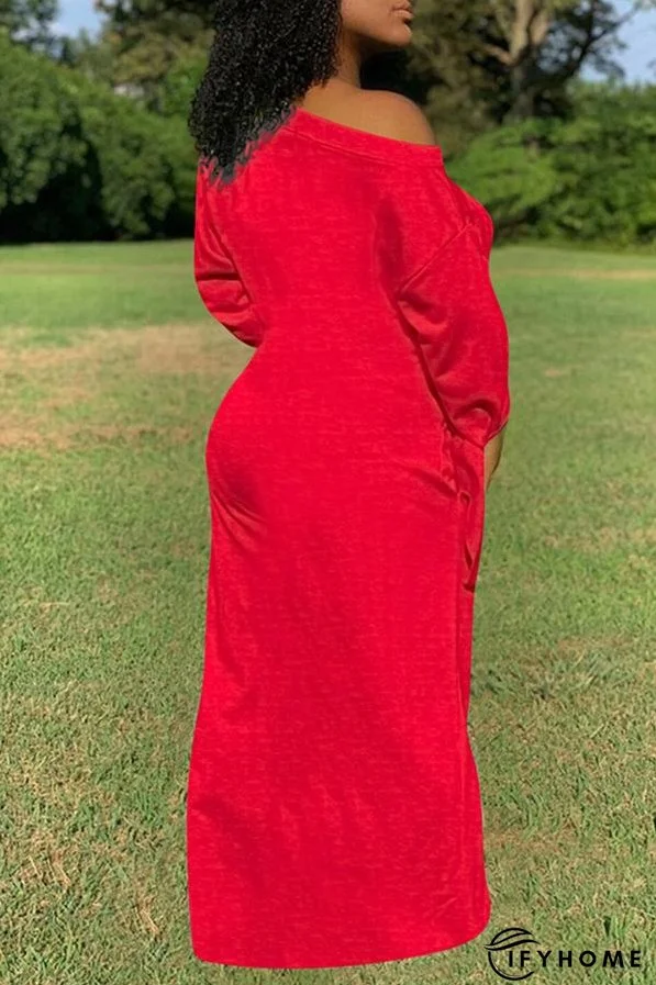 Pure Color Knotted Long Sleeve Casual Pocket Maxi Dress Plus Size | IFYHOME