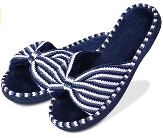 Memory Foam Slippers with Bowknot and Plush Lining