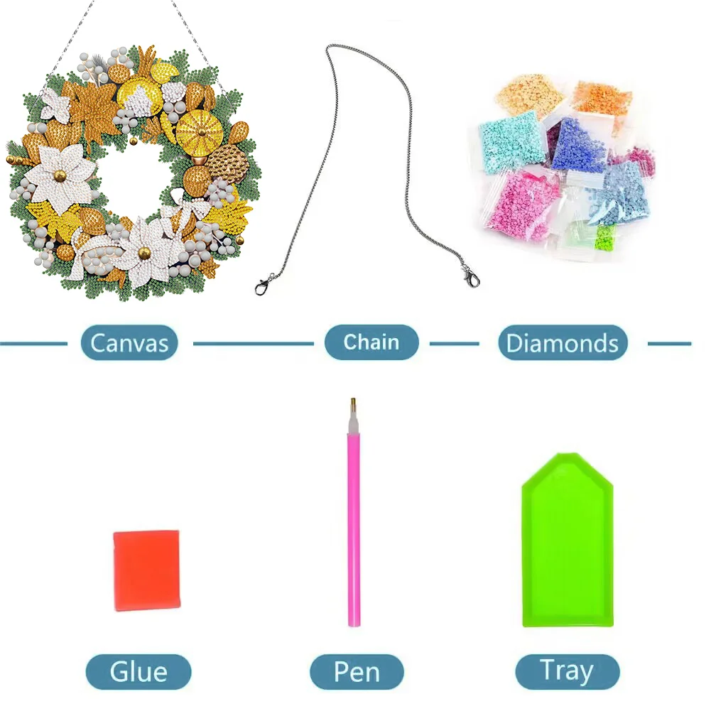 Special Shaped Crystal Painting Wreath Kit DIY Full Drill Garlan(Single Sided)