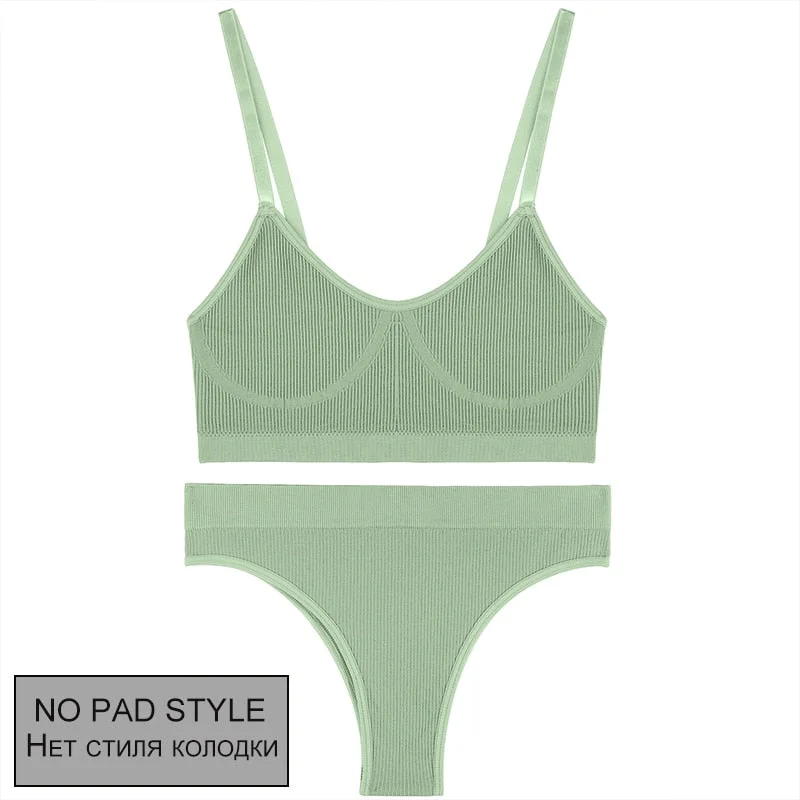 FINETOO Women Seamless Bra Set Bra Top + Pantys Brassiere Fitness Underwear Lingerie Women's Swimwear Push Up Sexy Tank Top Girl