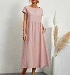 2023 Spring Fashion Solid Color Cotton Linen Pocket Dress