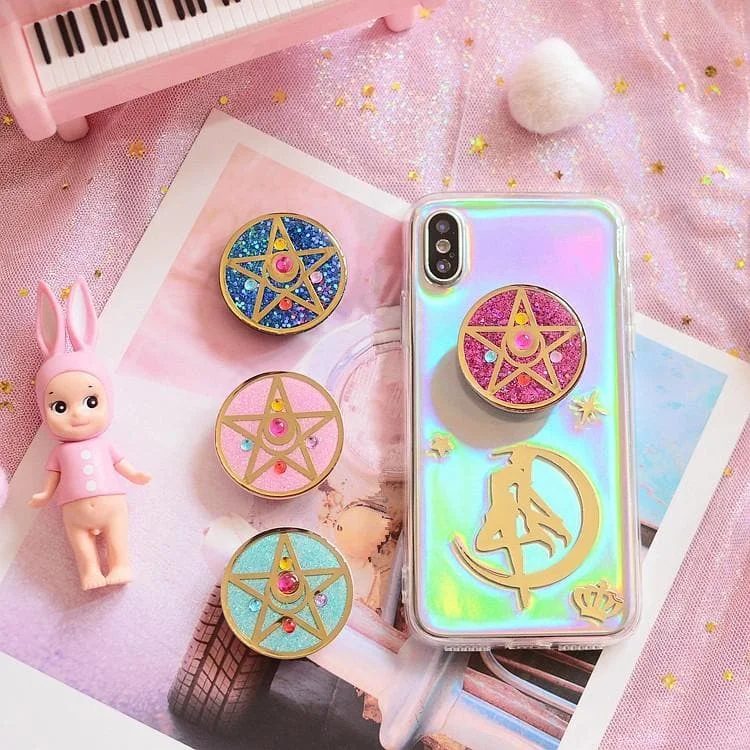 4 Colors Sailor Moon Paillette Star Phone Case+Phone Holder SP13521