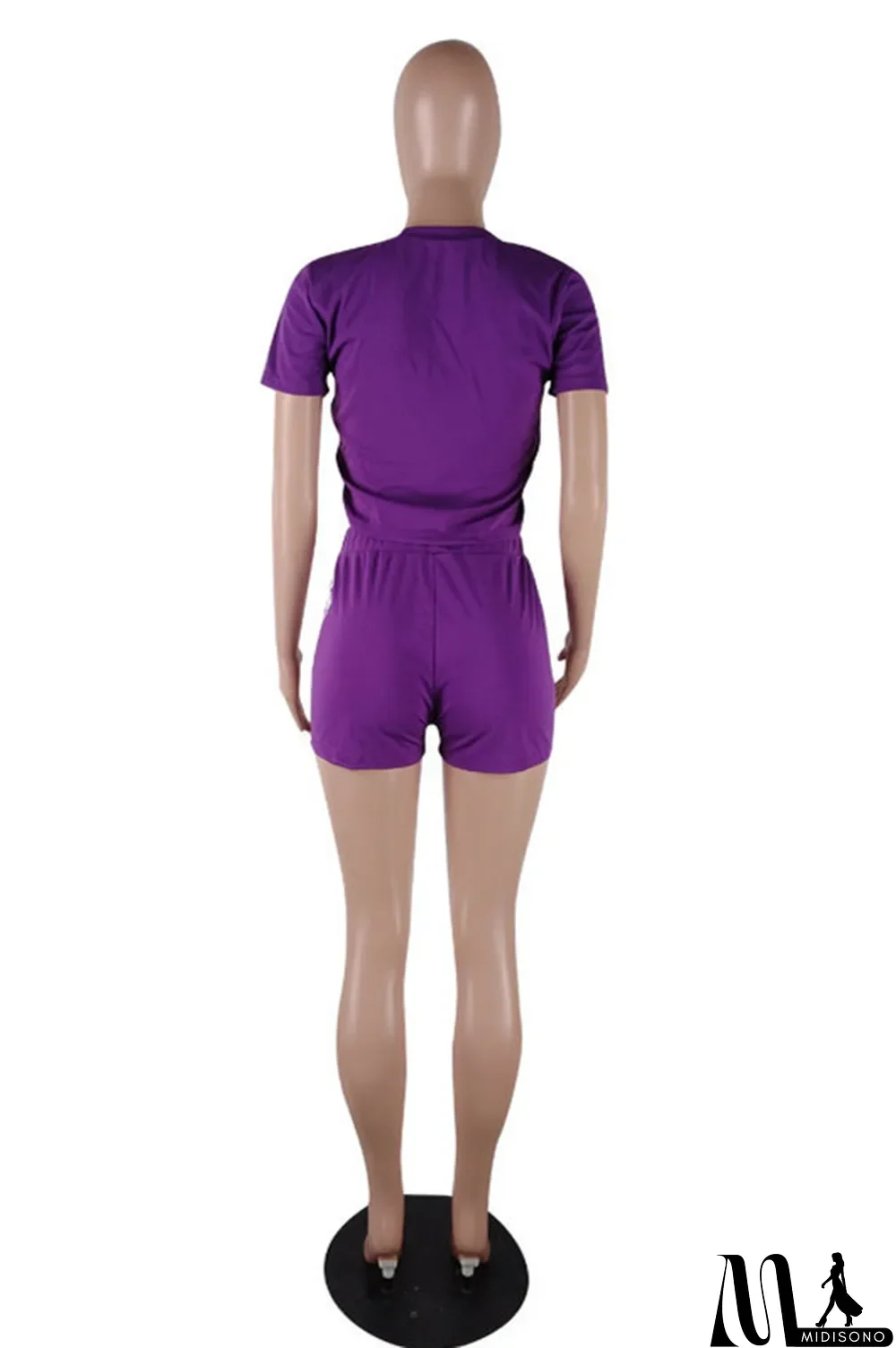 MidiSono - Pink Fashion Casual Letter Print Ripped O Neck Short Sleeve Two Pieces