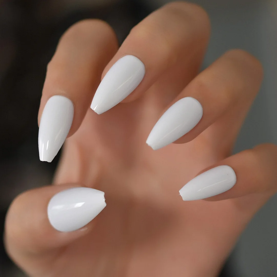 Medium Nails Glossy Manicure Fake Nails Coffin Pure Color Chooseful UV Nails False Fingernails Tips Supplies For Profrssionals-Nail Inspo