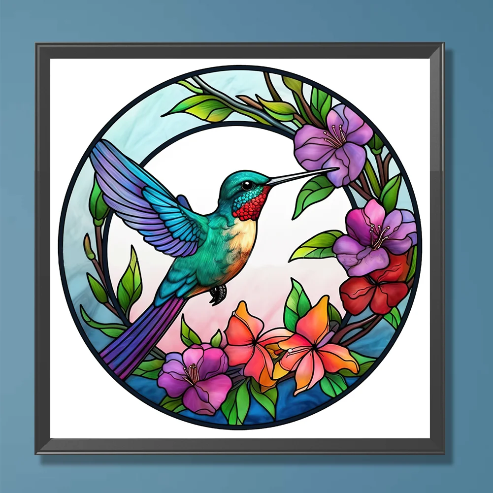 Diamond Painting - Full Round Drill - Stained Glass Hummingbird(30*30cm)