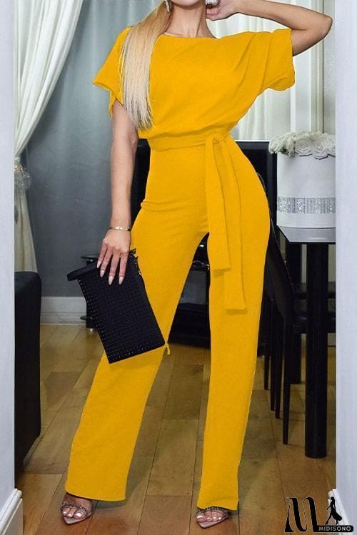 MidiSono - Short Sleeve Knot Jumpsuit