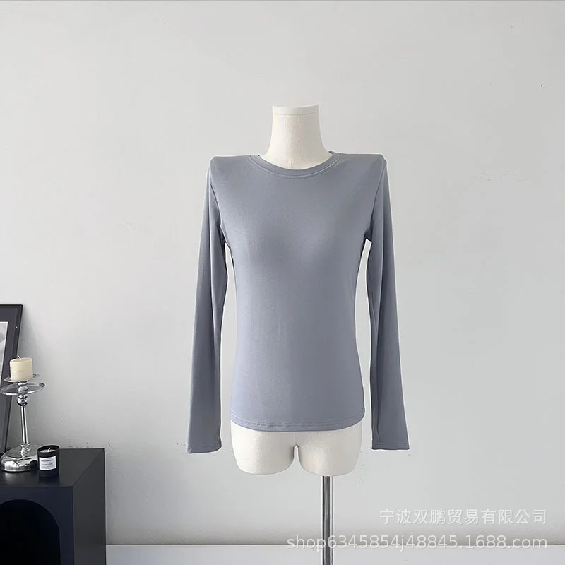 Athvotar Athvotar New Model Knitted Long-Sleeved Women Hot To Sell The Basic Solid Color Bottom T-Shirt