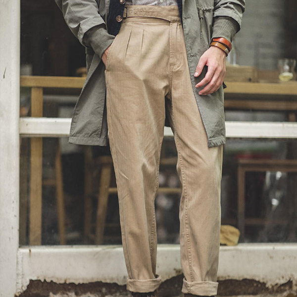 Retro Minimalist Military Mens Trousers For Officers