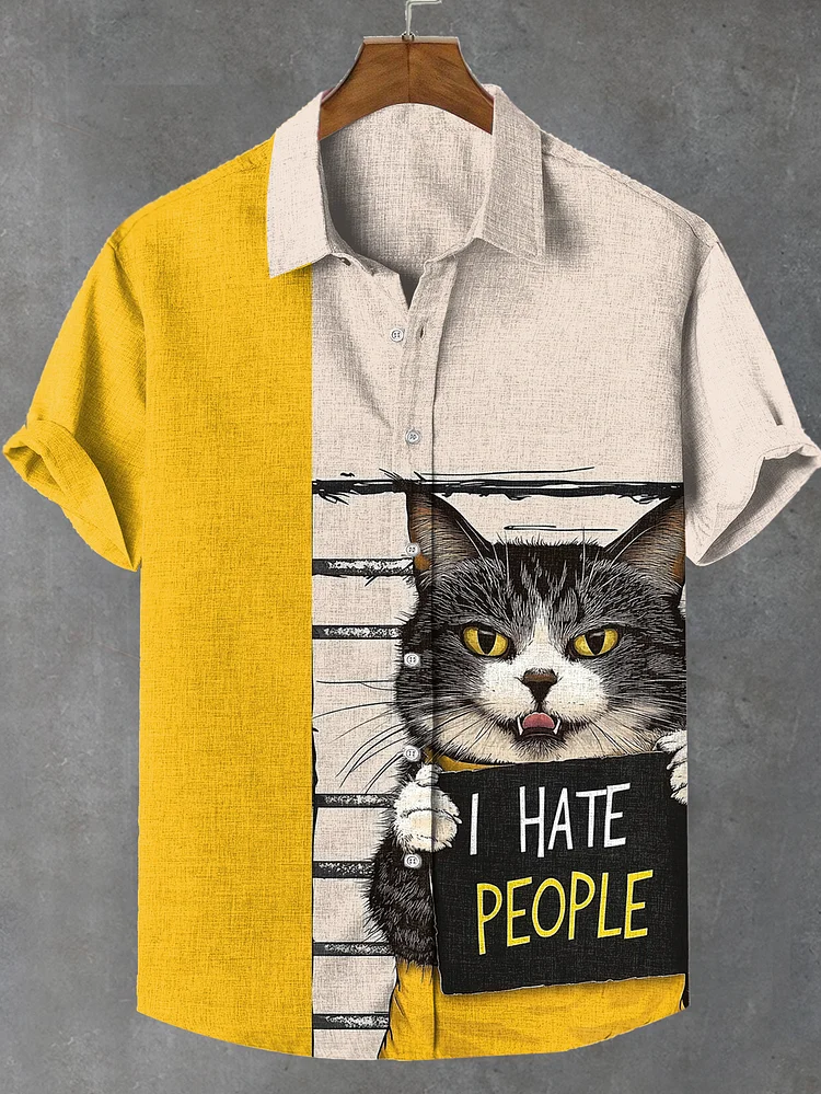 Men's I Hate People Cats Arrested Art Shirt