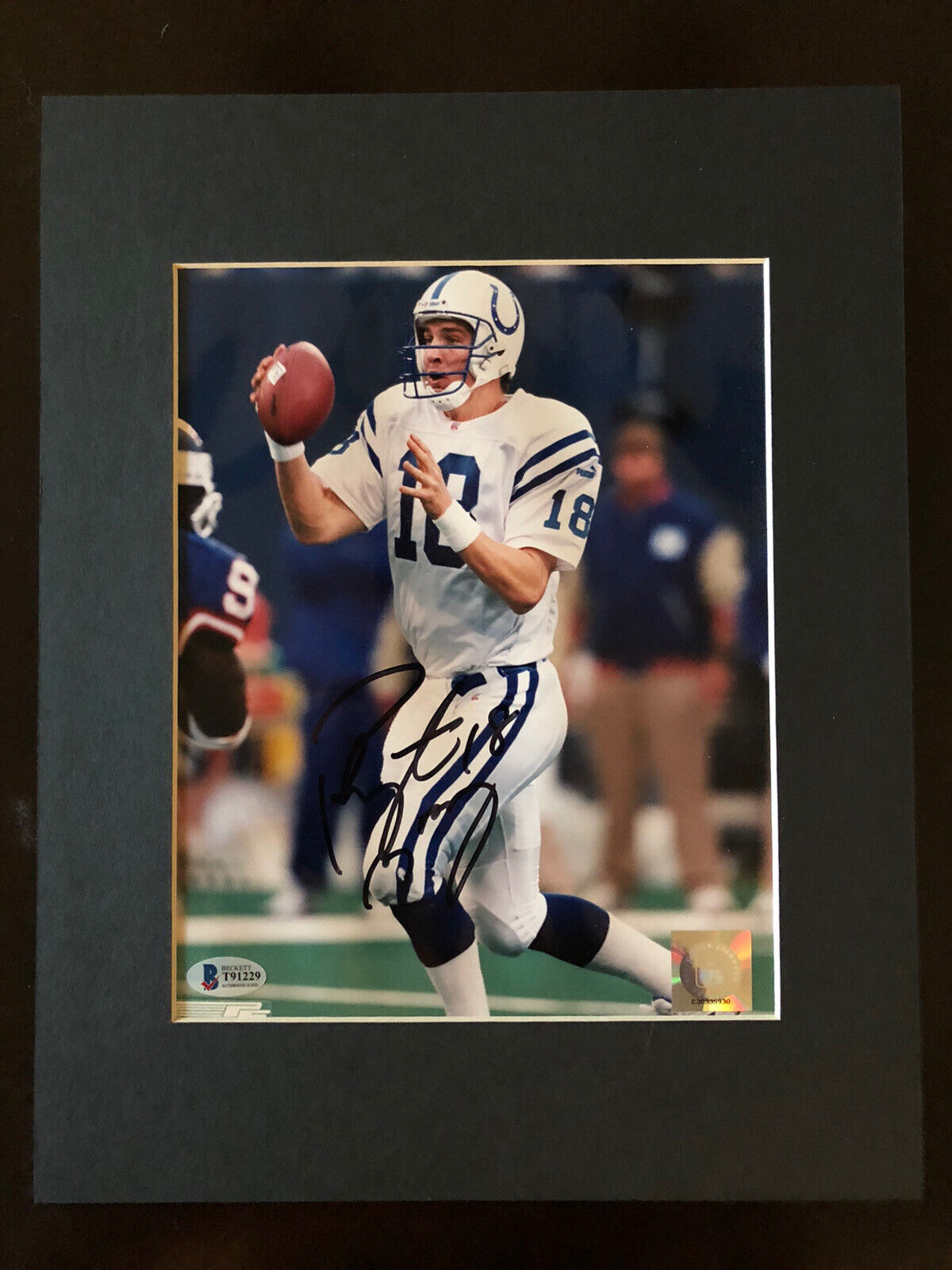 Peyton Manning Colts 8x10 Glossy Photo Poster painting Matted Signed Autographed Beckett BAS