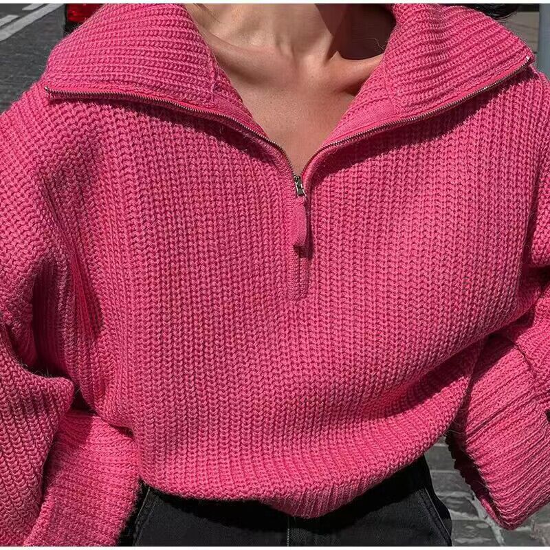 Autumn winter zipper loose casual sweater