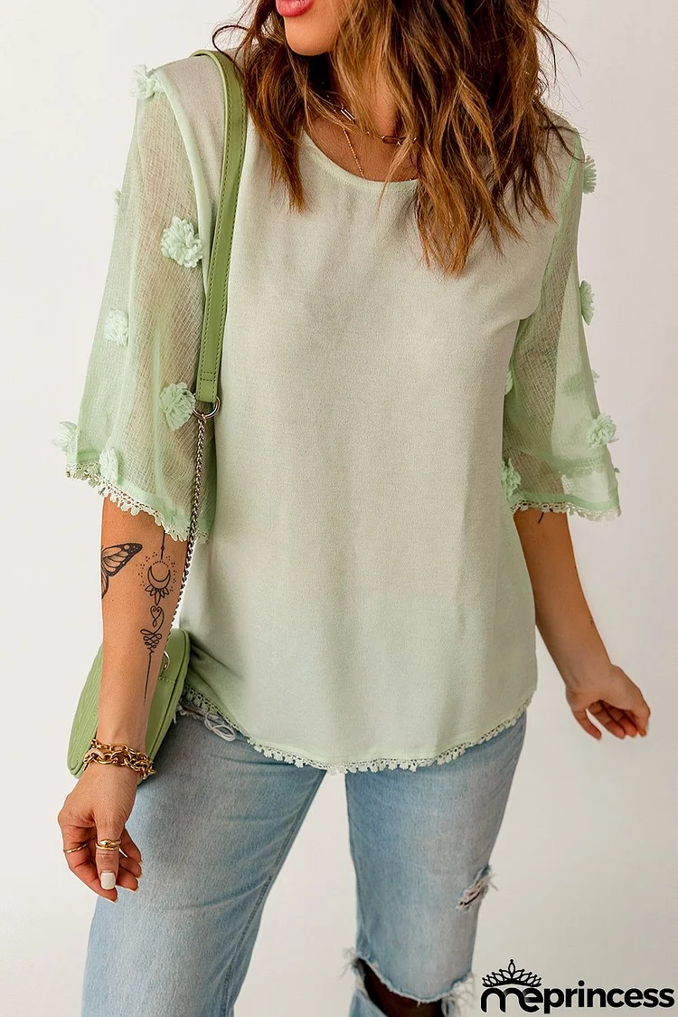 Green Kimono Sleeve Knit Top