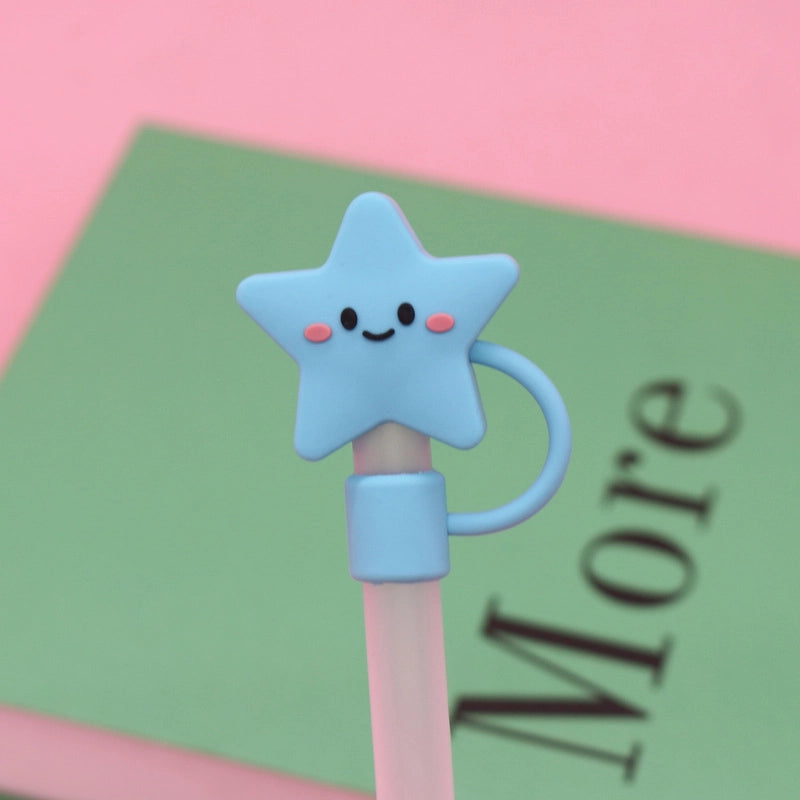 5 Pieces Silicone Straw Cap Flower Cartoon Baiyun Cup Straw Protective Cover Dust Plug 10mm