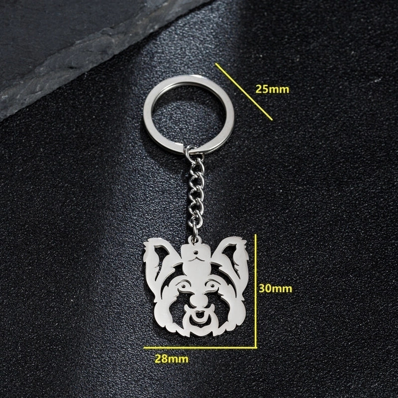 Japanese Style Sweet Artistic Animal Dog Stainless Steel Polishing Bag Pendant Keychain