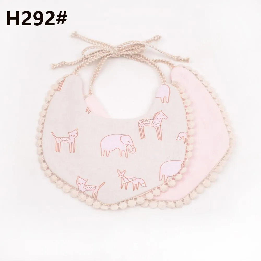 2020 Brand New Infant Baby Girl Boy Bib Kid Toddler Dinner Feeding Tassel Double-deck 100% Cotton Linen Burp Cloths Saliva towel
