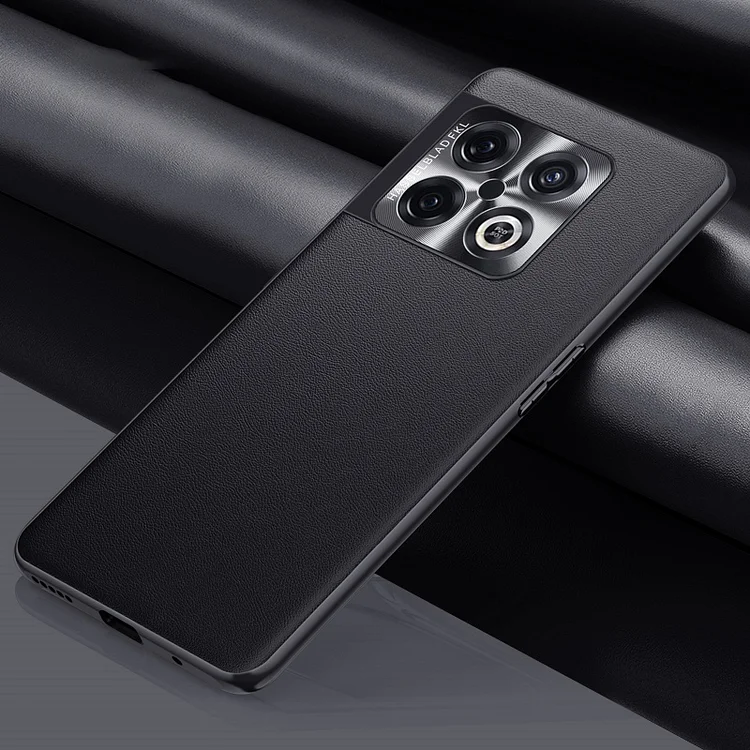 Plain Leather Metal Lens Drop-Proof Case For Oneplus