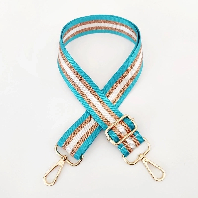 New Colorful Nylon Wide Shoulder Strap Bright Gold Thread Purse Accessories Strap Adjustable Shoulder Crossbody Replacement Long Strap