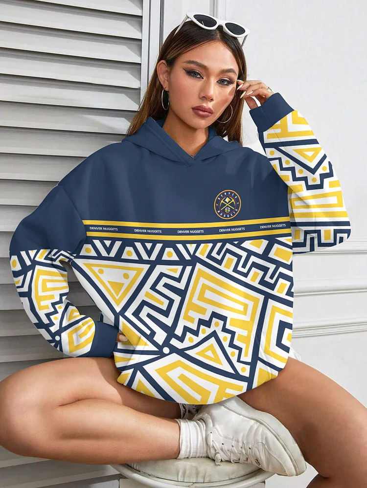 Denver Nuggets Printed Hooded Pocket Pullover Hoodie