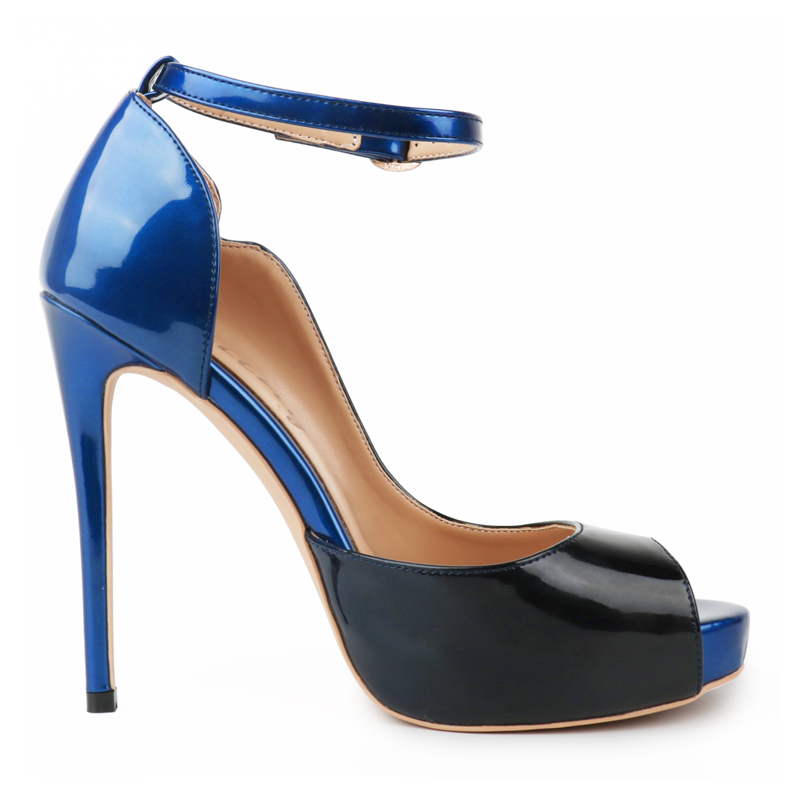 120mm Strap Platform Stilettos Pumps Patent Summer Sandals Apricot Bottom-MERUMOTE