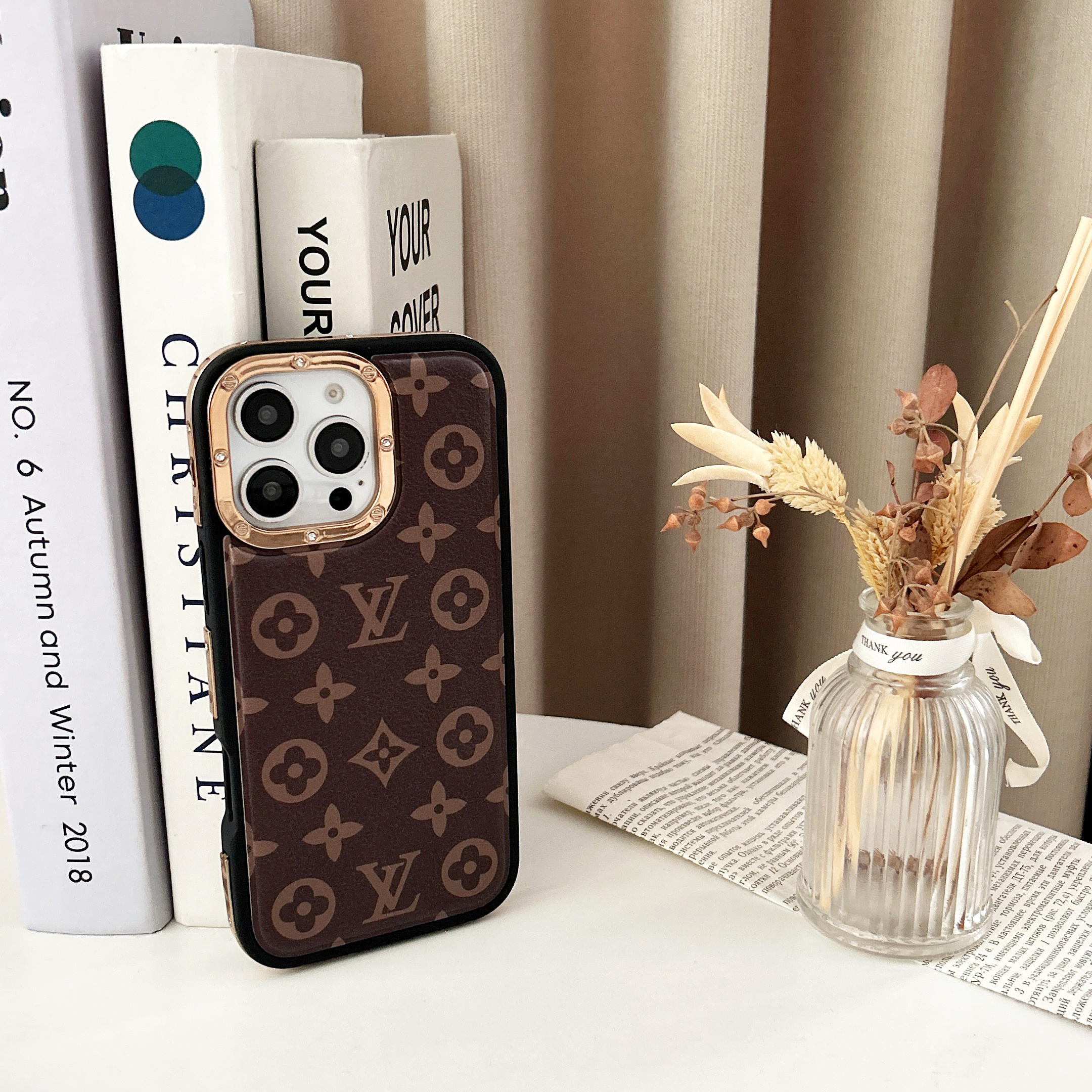 Classic Louis Vuitton Monogram Canvas and Leather Drop Protection Phone Case