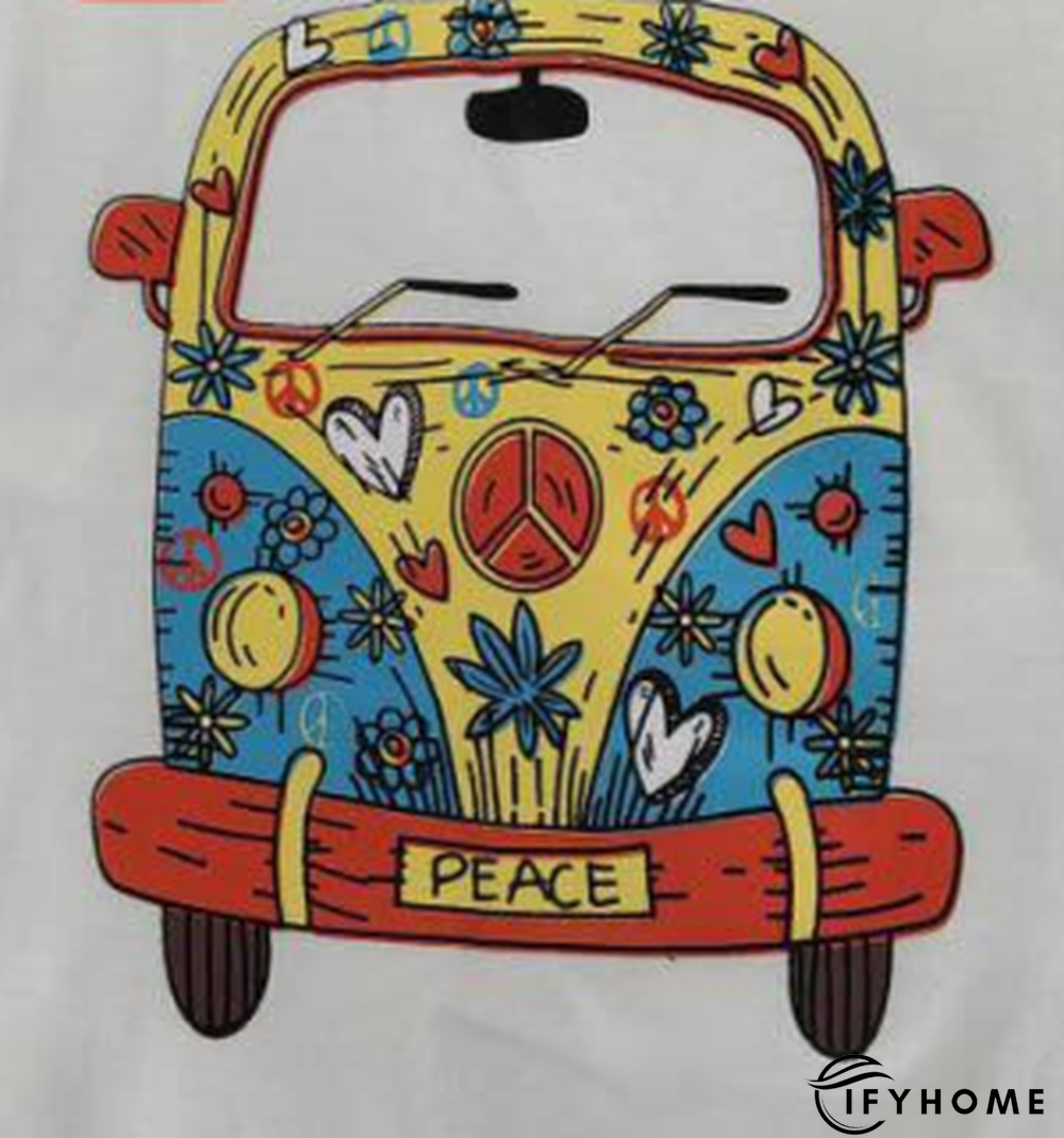 Women Short Sleeve Round Neck Print Cotton Casual Top | IFYHOME