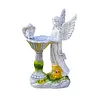 Solar Powered Garden Statue with RGB Light Hand Paint Lawn Ornament Waterproof Solar Fairy Decoration Statue for Patio Lawn Yard Outdoor Decor