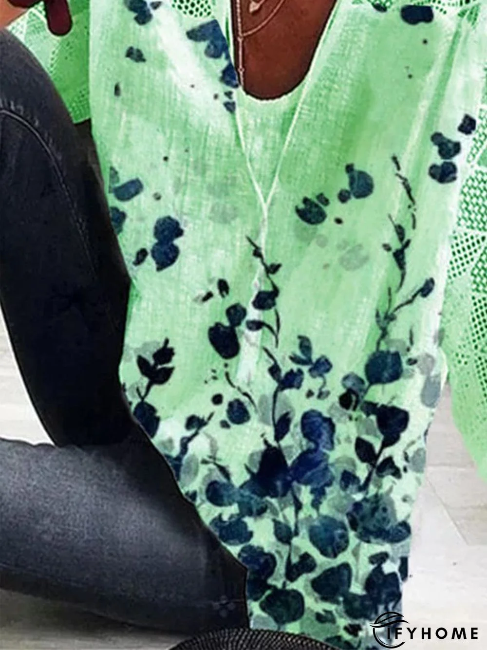 Floral-Print 3/4 Sleeve Casual Top | IFYHOME