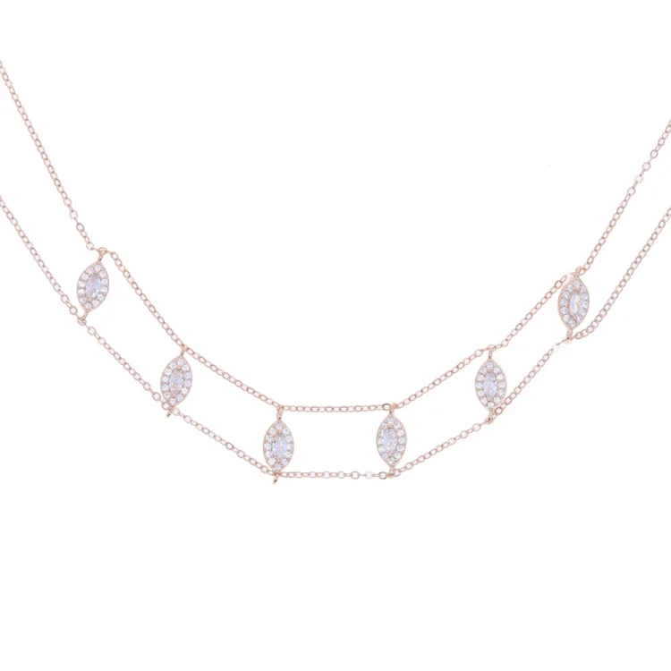 925 Sterling Silver Iced Out Teardrop Chain Necklace Women Choker
