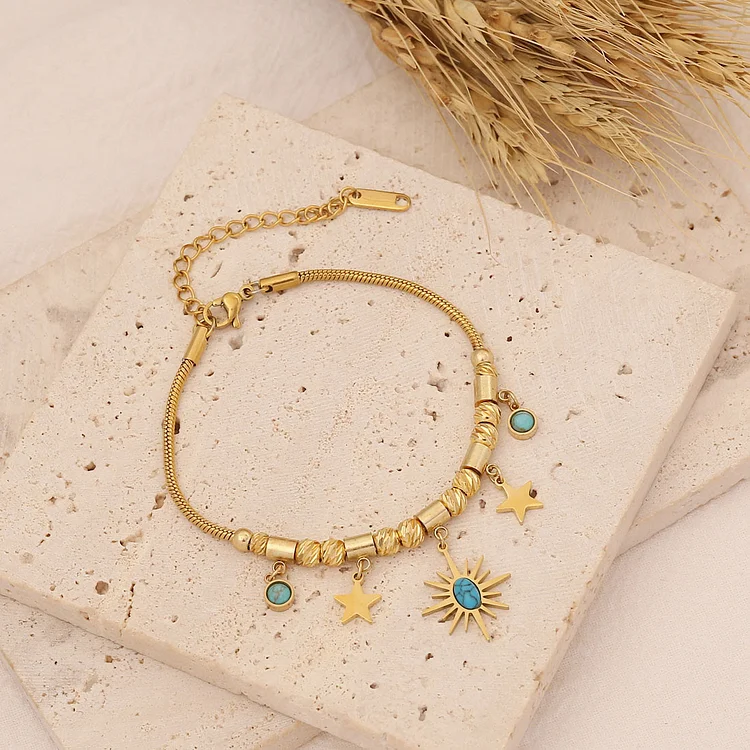 Olivenorma Turquoise Star Sun Pendant Necklace Bracelet Earrings