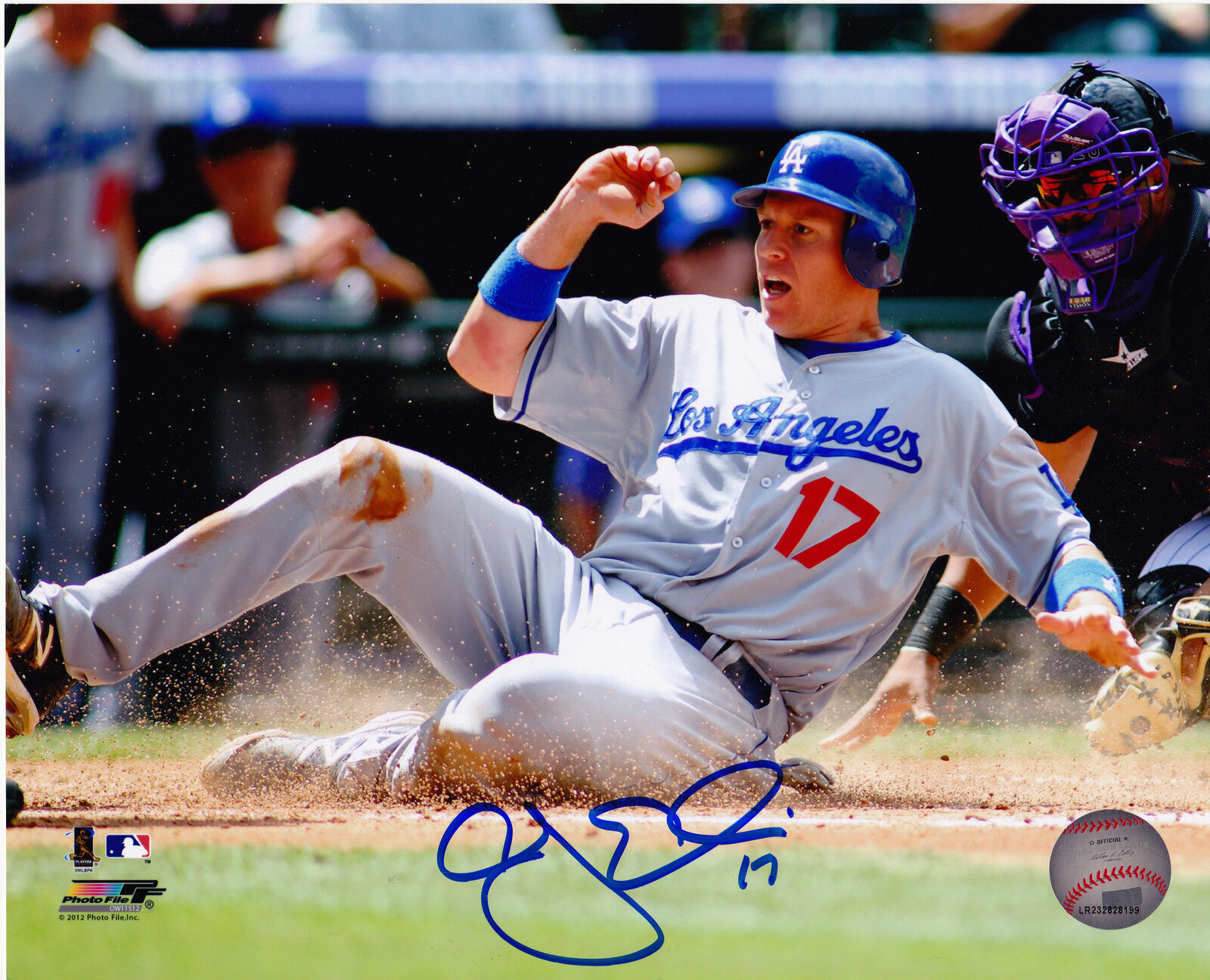 A.J. ELLIS LOS ANGELES DODGERS ACTION SIGNED 8X10