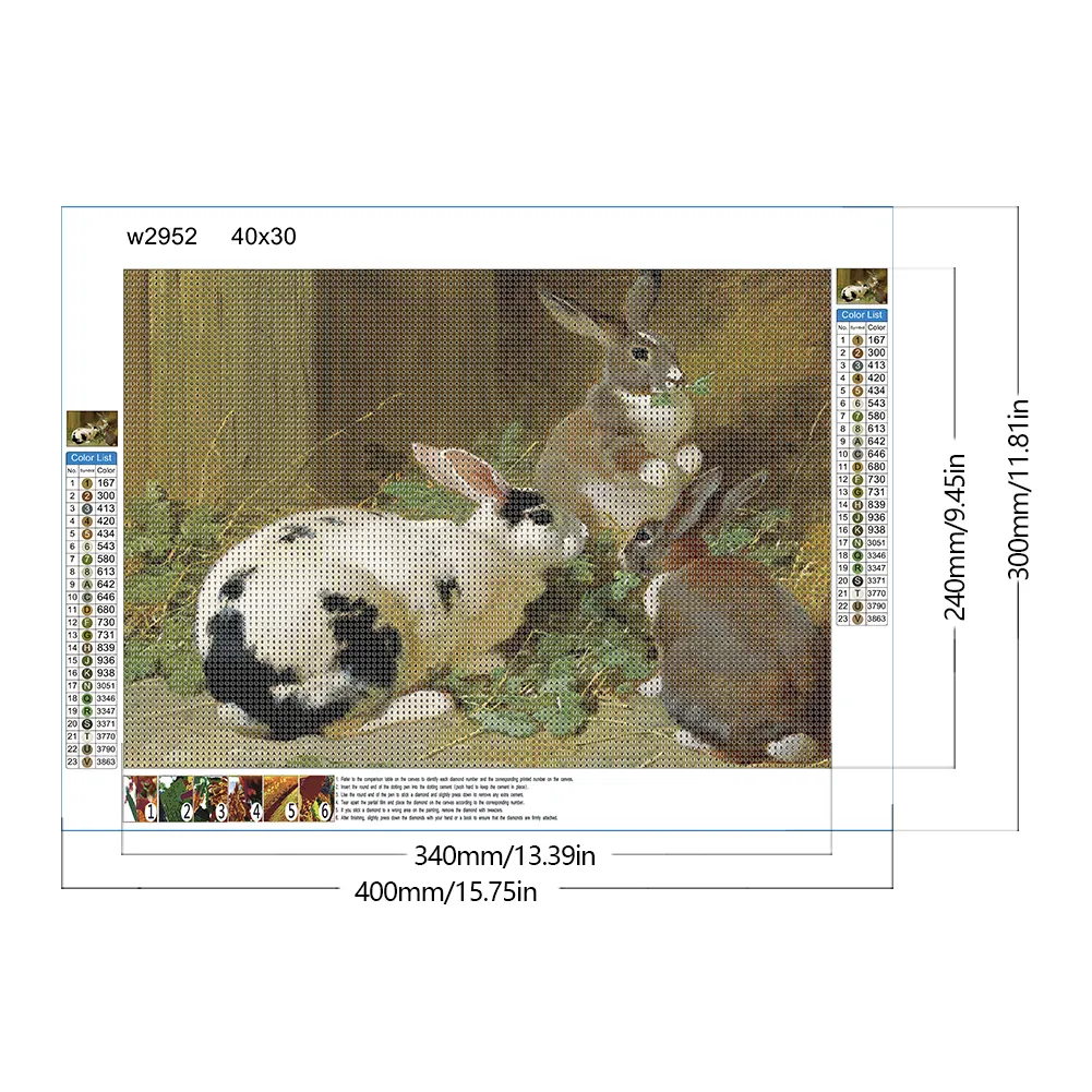 Full Round Diamond Painting 40*30cm - Rabbit Nest