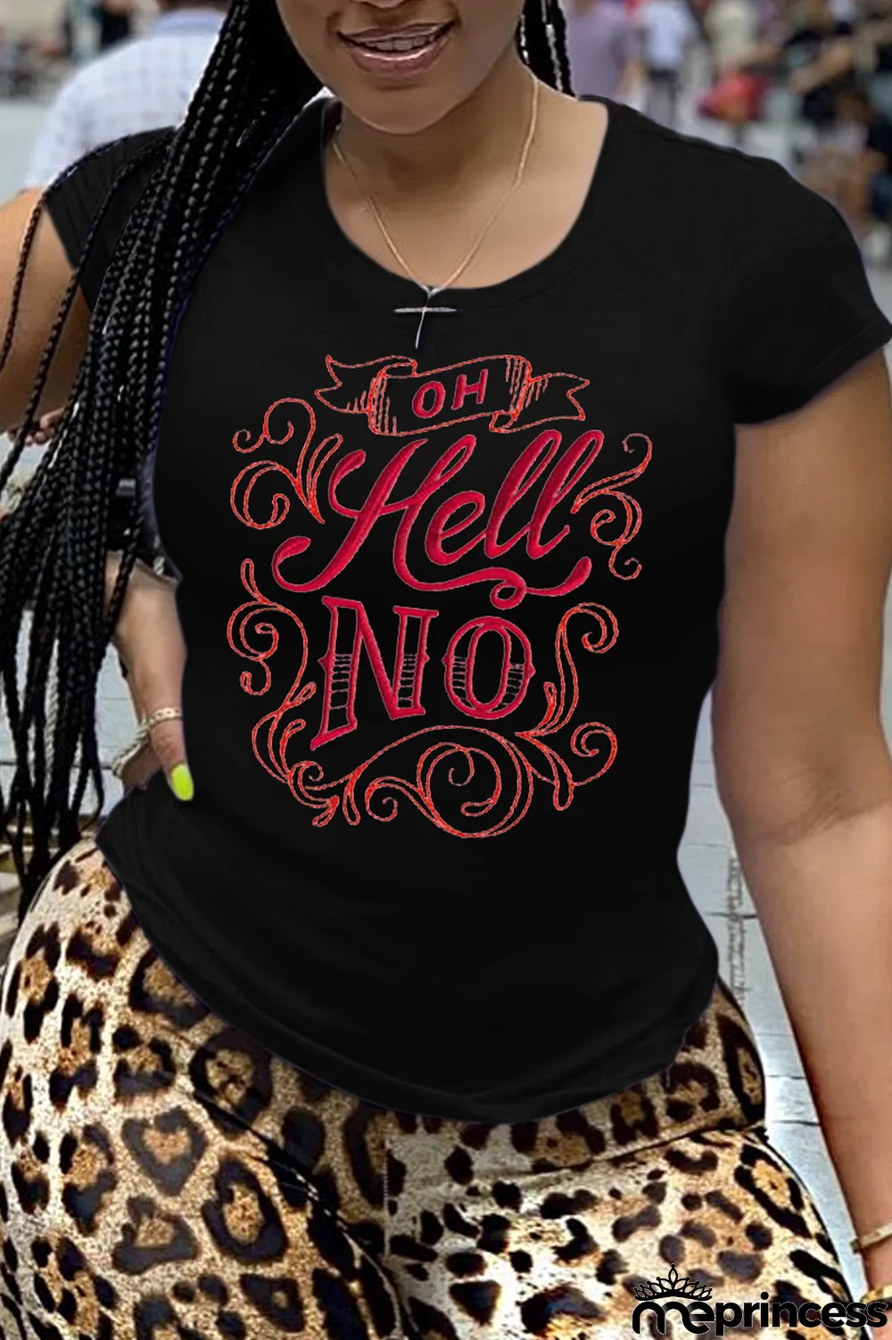 Orange Casual Daily Print Patchwork Letter O Neck Tops