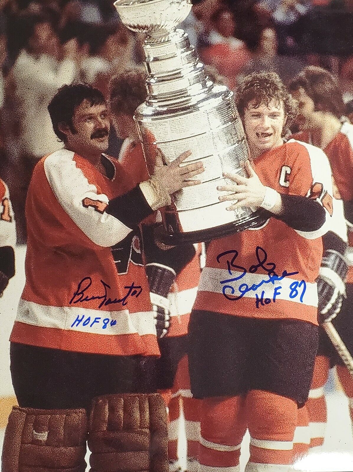 Autographed 11x14 BOBBY CLARKE & BERNIE PARENT Philadelphia Flyers Photo Poster painting COA