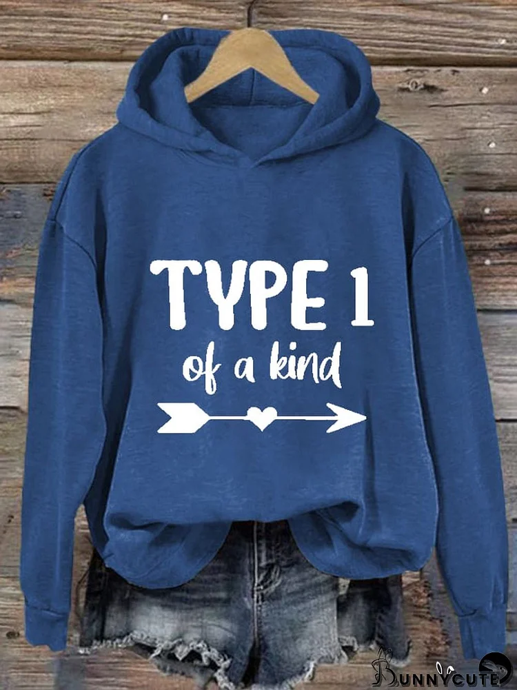 Women's Type 1 Of A Kind Print Hoodie Long Sleeve Sweatshirt