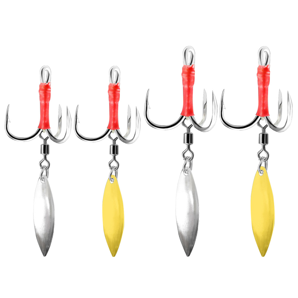 

10pcs Treble Hooks Lures Metal Barbed Fishing Hooks with Rotating Sequins, 6#gold, 501 Original