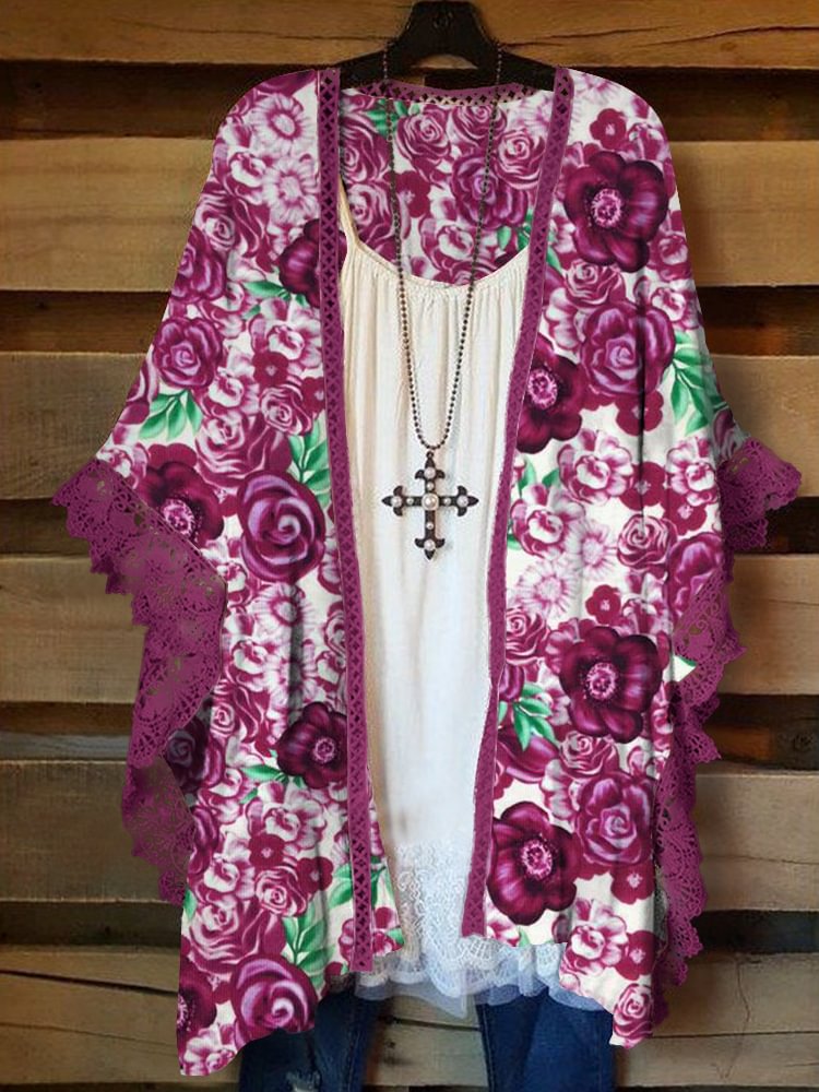 Oversized Casual Printed Kimono P178354112