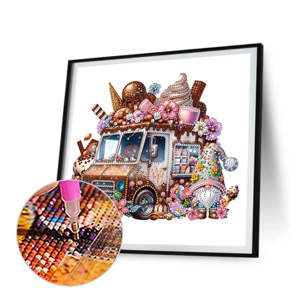 Diamond Painting - Partial Special Shaped Drill - Goblins Ice Cream Car(Canvas|30*30cm)