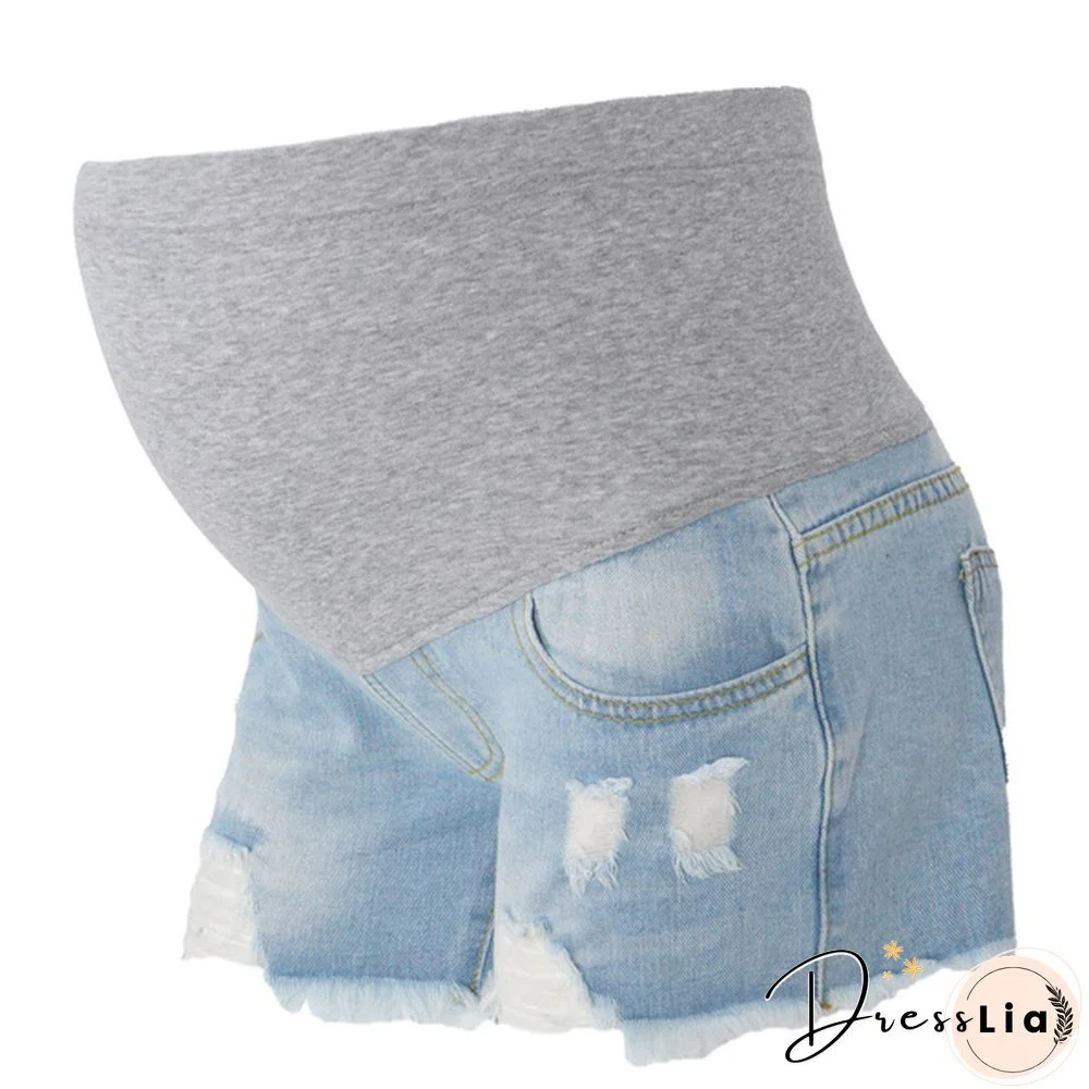 Summer Maternity Pants For Pregnant Women Clothes Denim Abdominal Elastic Waist Pregnancy Shorts