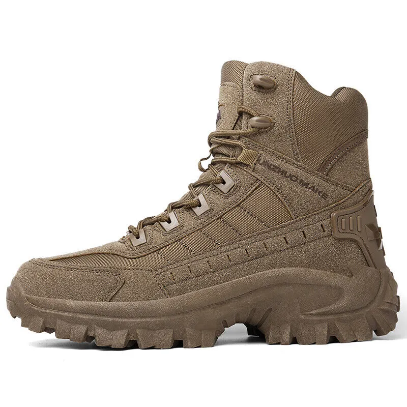 Men's Work Combat Boots Waterproof Non-Slip Warm Army Boots Work Boots (Thickened Version & Insulated Version)