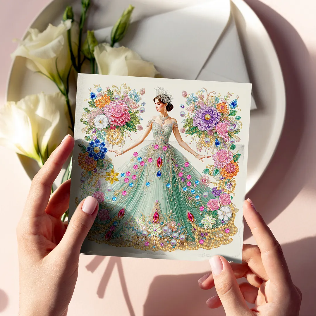 6pcs Dream Girl DIY Diamond Painting Greeting Card Kits with Envelopes Diamond Art Greeting Cards Diamond Art Cards Kits for Adults DIY Crafts Family Friend Gifts