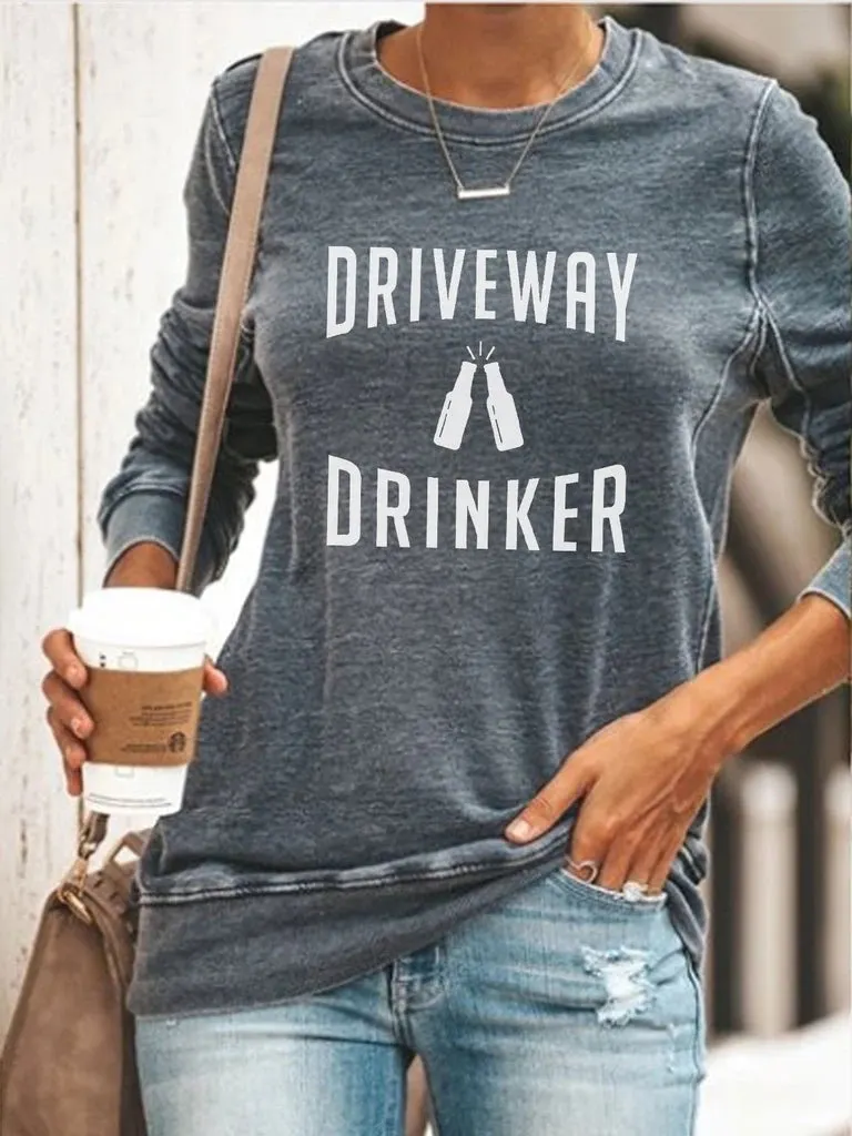 Driveway Drinker Beer Bottles Long Sleeve Sweatshirt