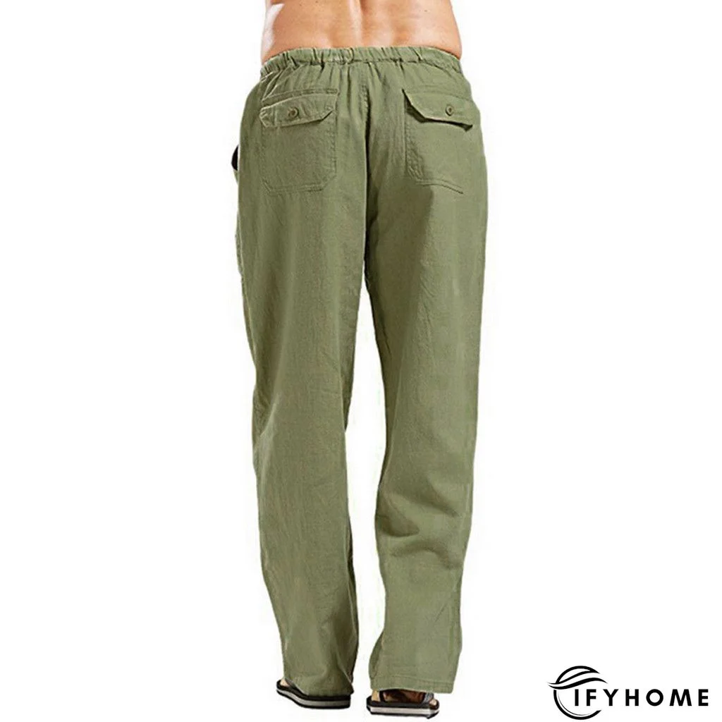 Men's Linen Pants Trousers Summer Pants Beach Pants Drawstring Elastic Waist Plain Breathable Soft Casual Daily Holiday Linen / Cotton Blend Fashion Streetwear Black White Micro-elastic | IFYHOME