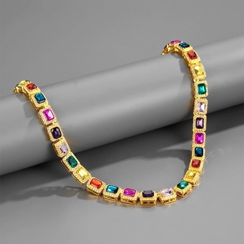 Hip-Hop Geometric Alloy Diamond Zircon Men’s Bracelets Necklace